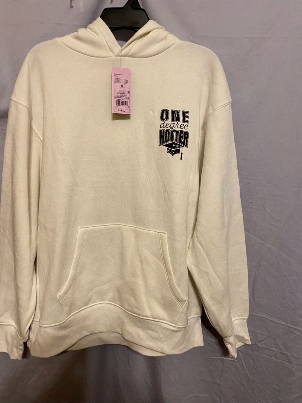 wild fable Cream Hoodie with 'One Degree Hotter' Chest Graphic